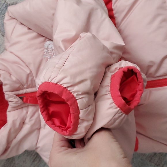 The North Face Pink Peach Baby Girl Moondoggy Hoodie Winter Coat Jacket Sz18-24m - Picture 5 of 13